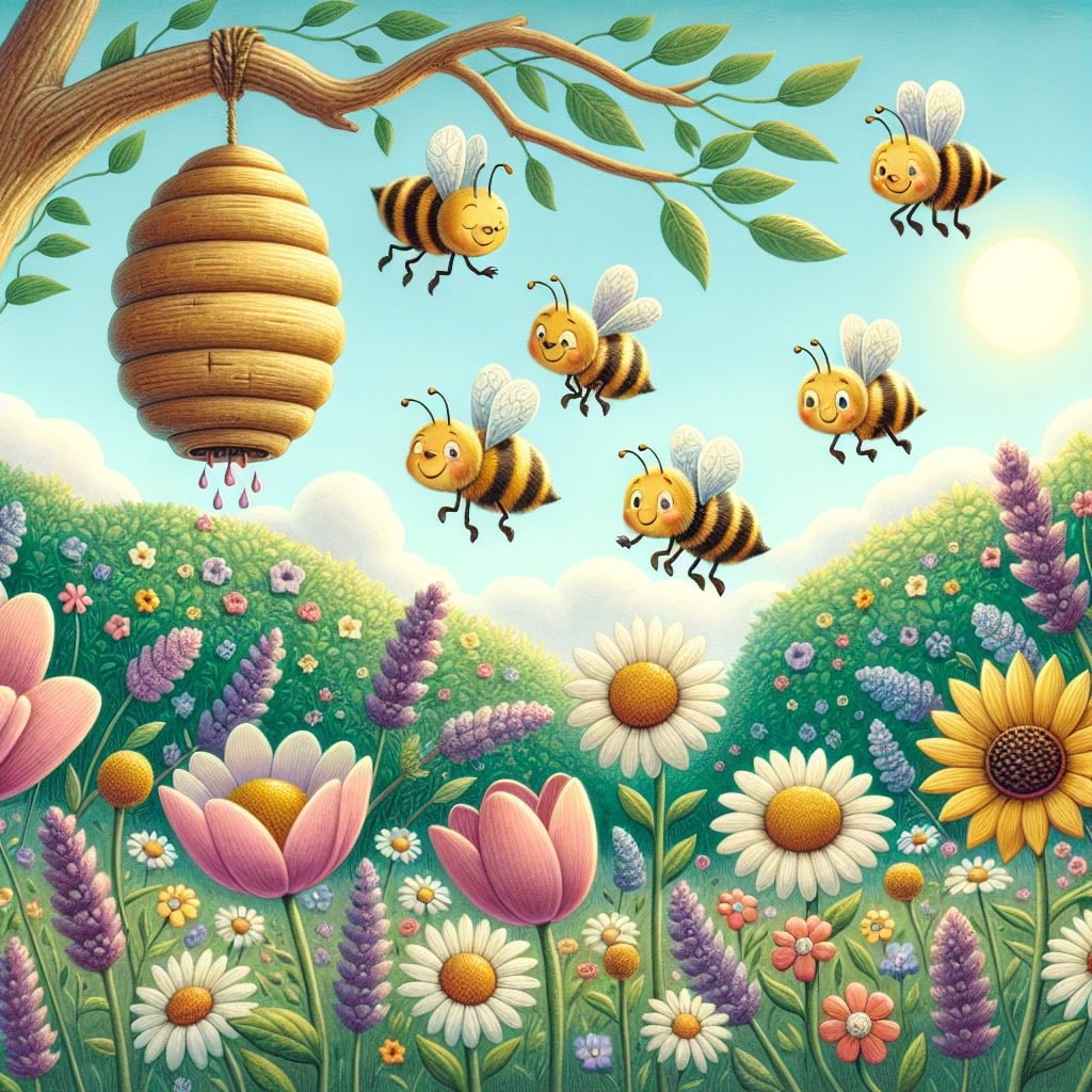 Fun fact for kids about a honeybee pollinating a flower