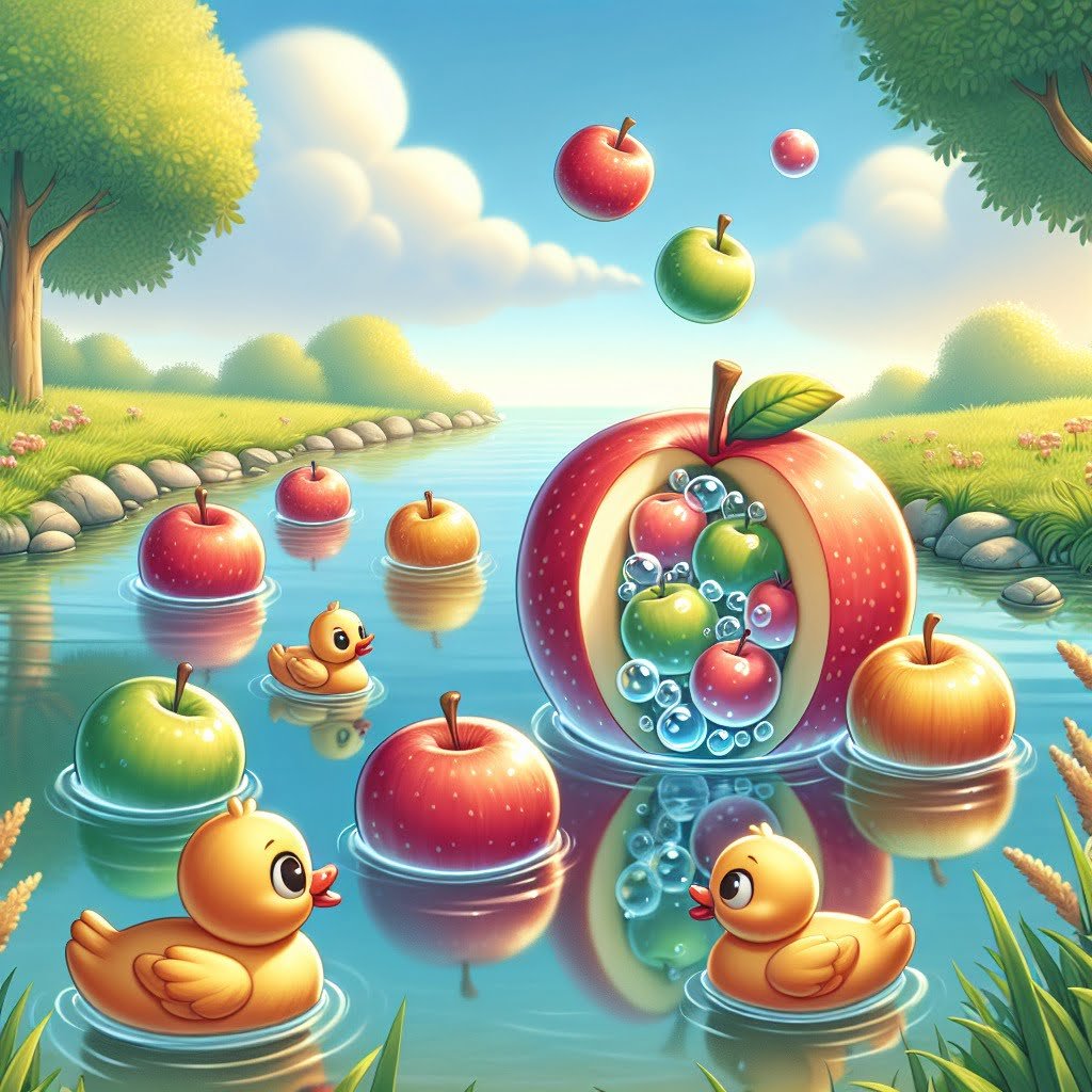 Fun fact for kids about a floating apple