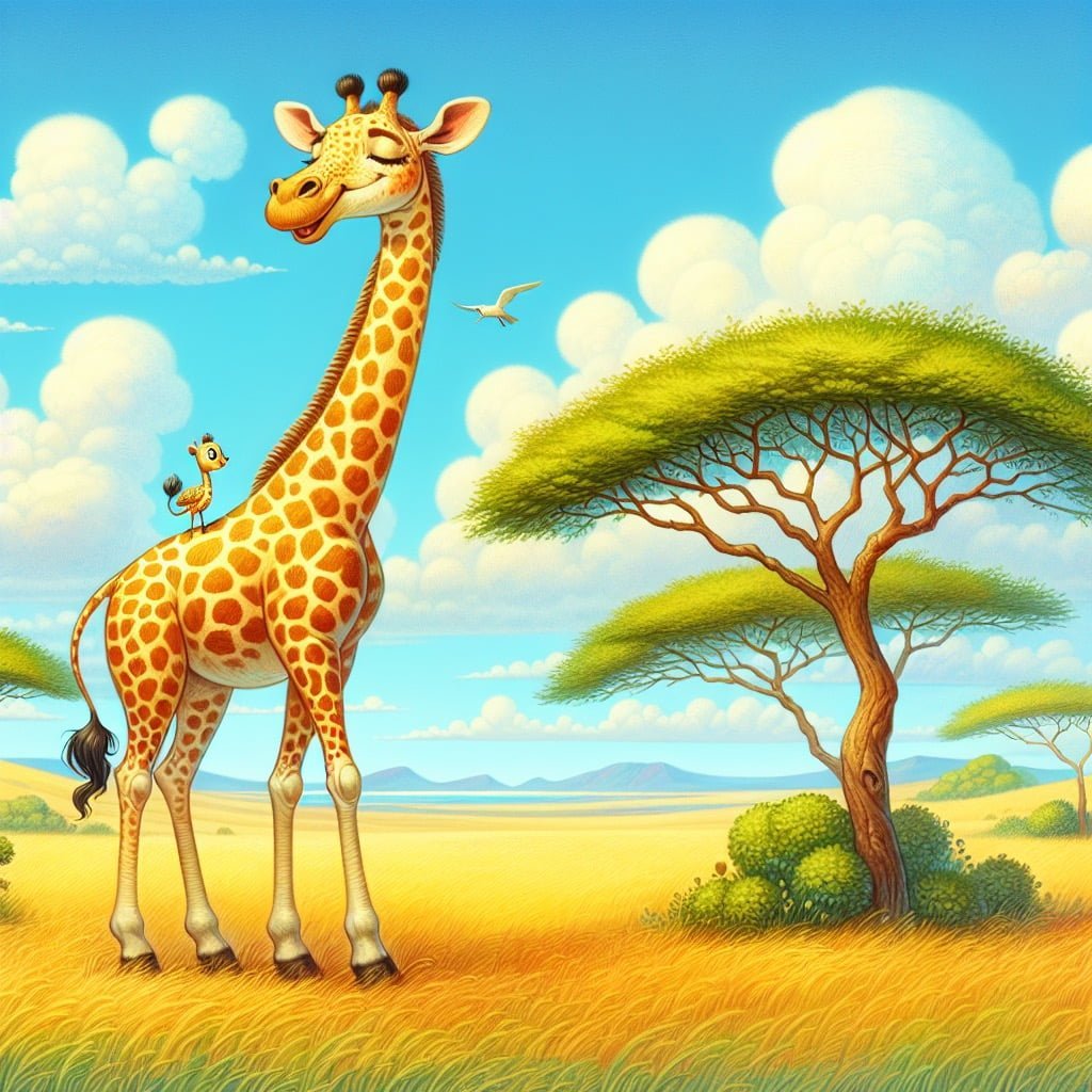 Fun fact for kids about a giraffe drinking water