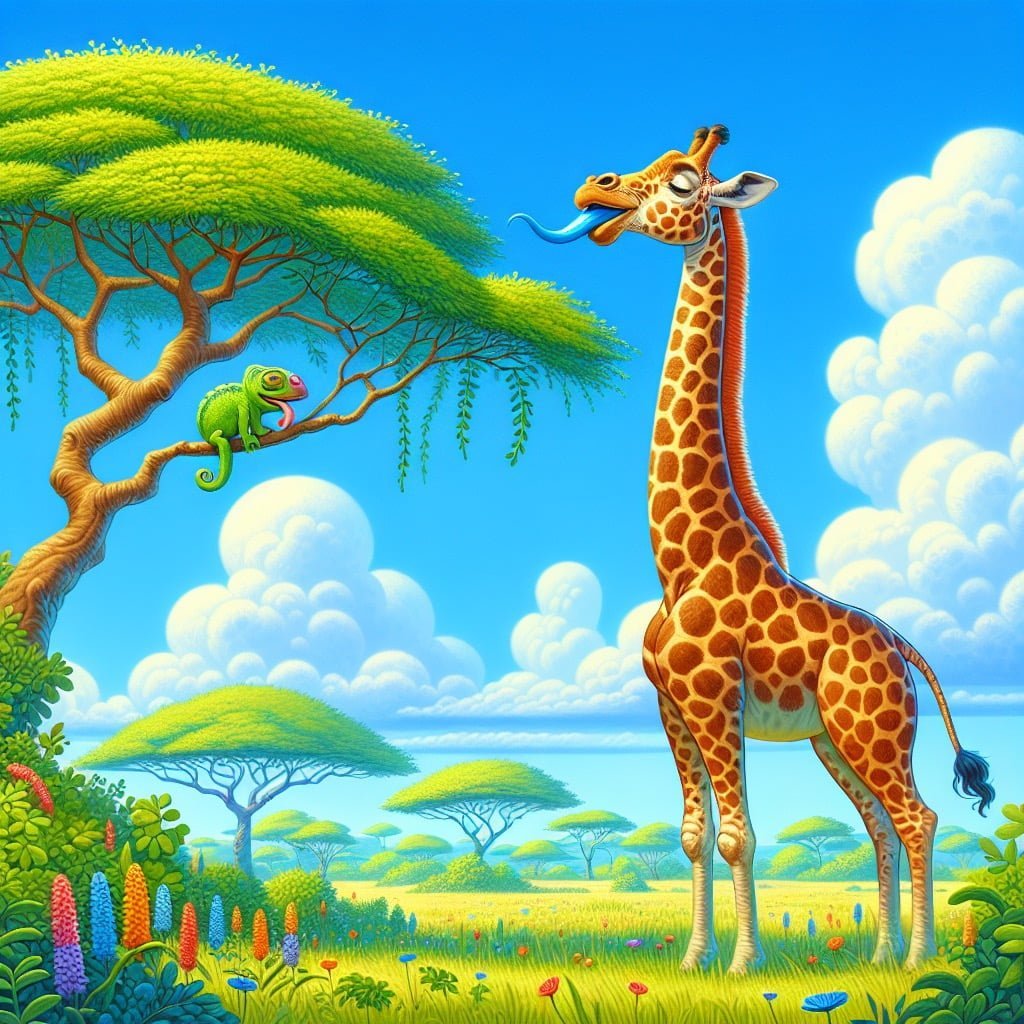 Fun fact for kids about a giraffe's blue tongue