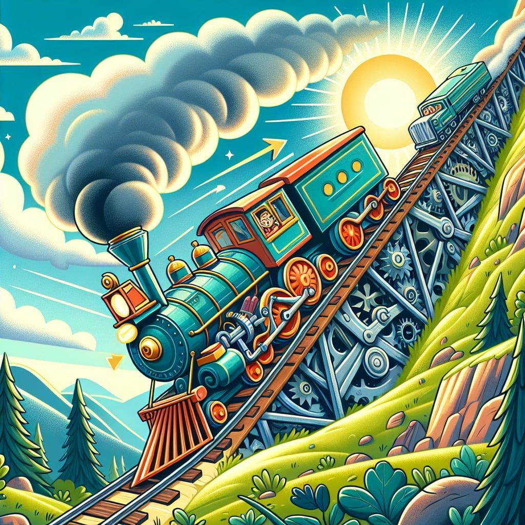 Fun fact for kids about a train climbing a steep hill
