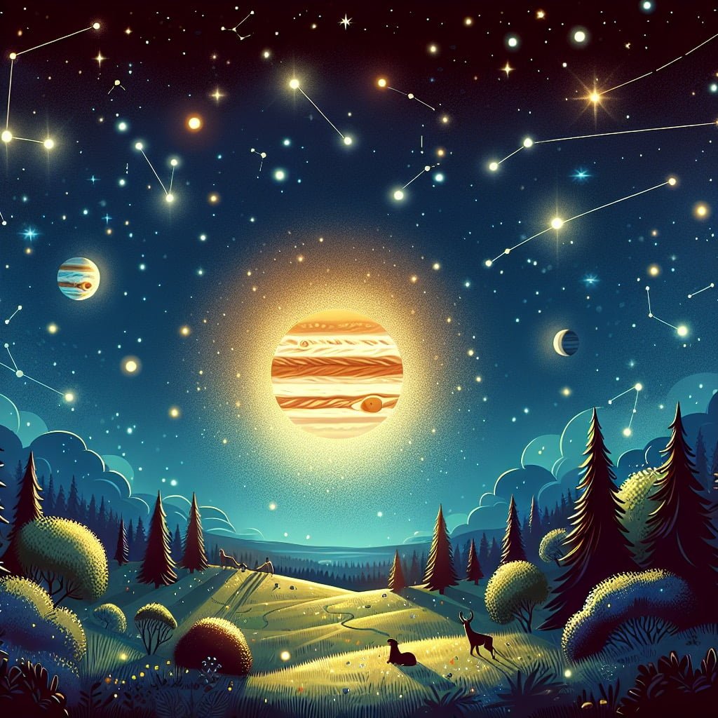 Fun fact for kids about Jupiter in the night sky