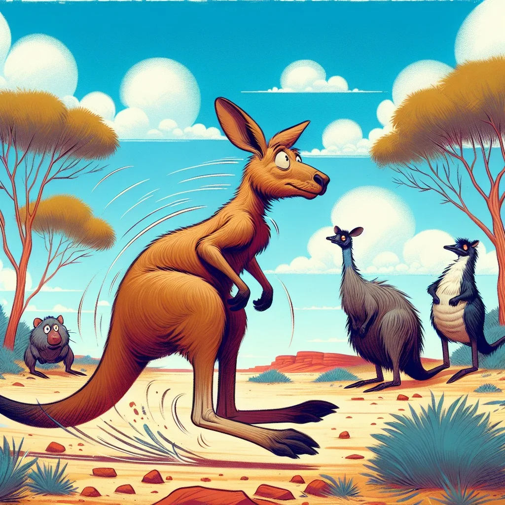 Fun fact for kids about a kangaroo hopping forwards