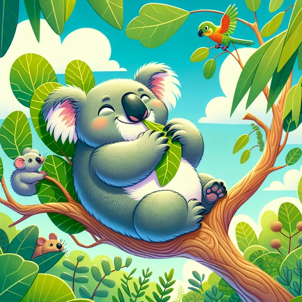 Fun fact for kids about koalas eating leaves