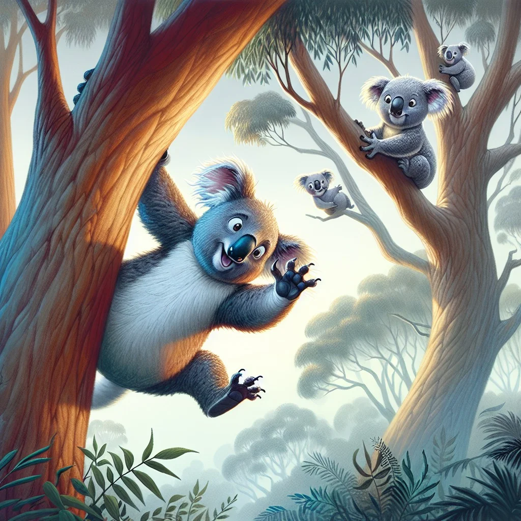 Fun fact for kids about koalas leaping between trees