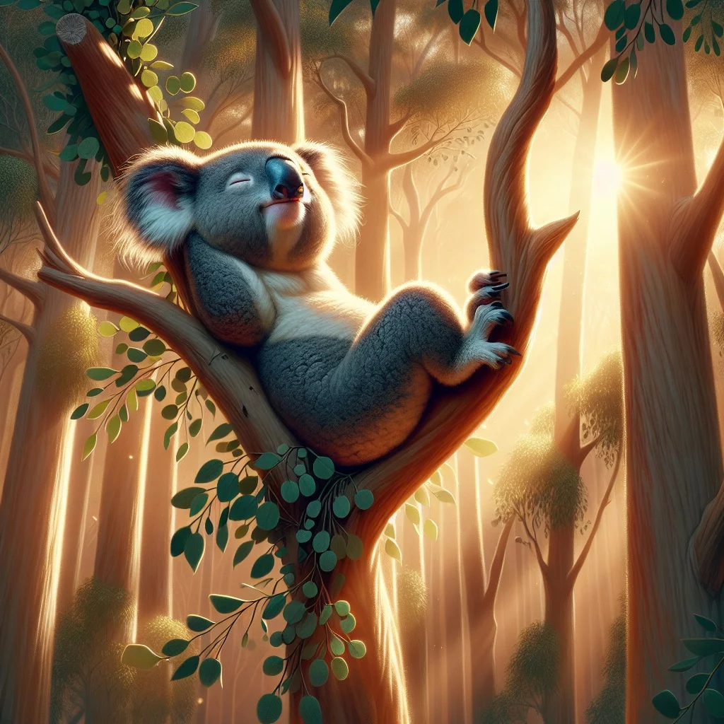 Fun fact for kids about koalas resting in trees