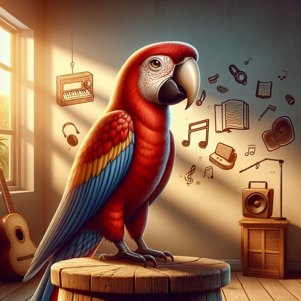 Fun fact for kids about a macaw mimicking human speech