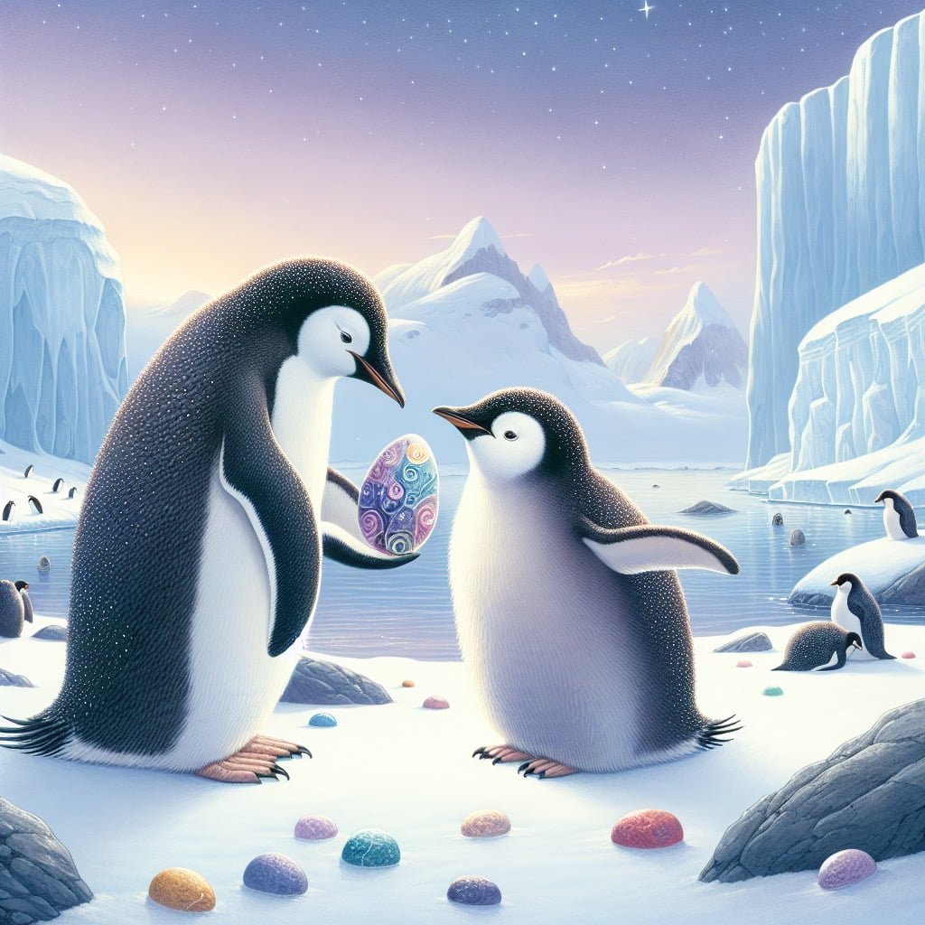 Fun fact for kids about penguins proposing with a pebble