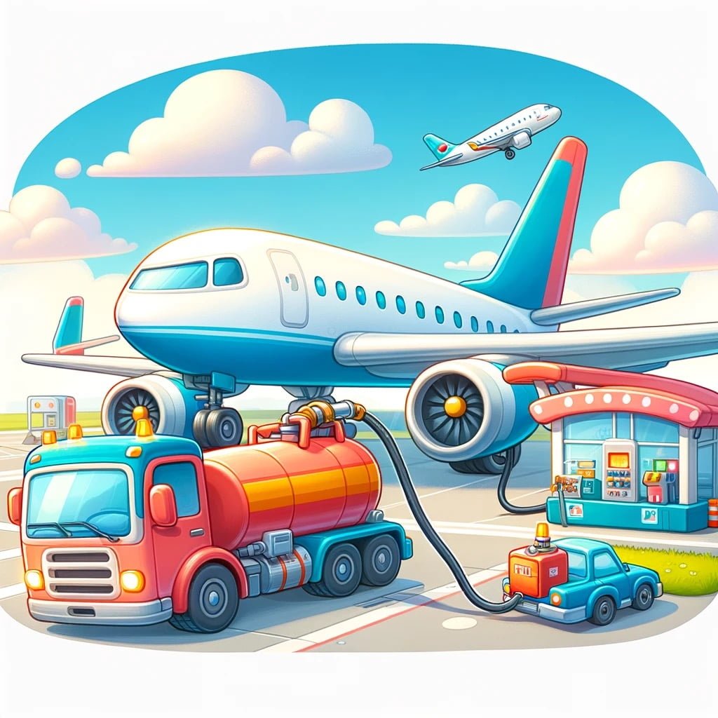 Fun fact for kids about a plane fueling up