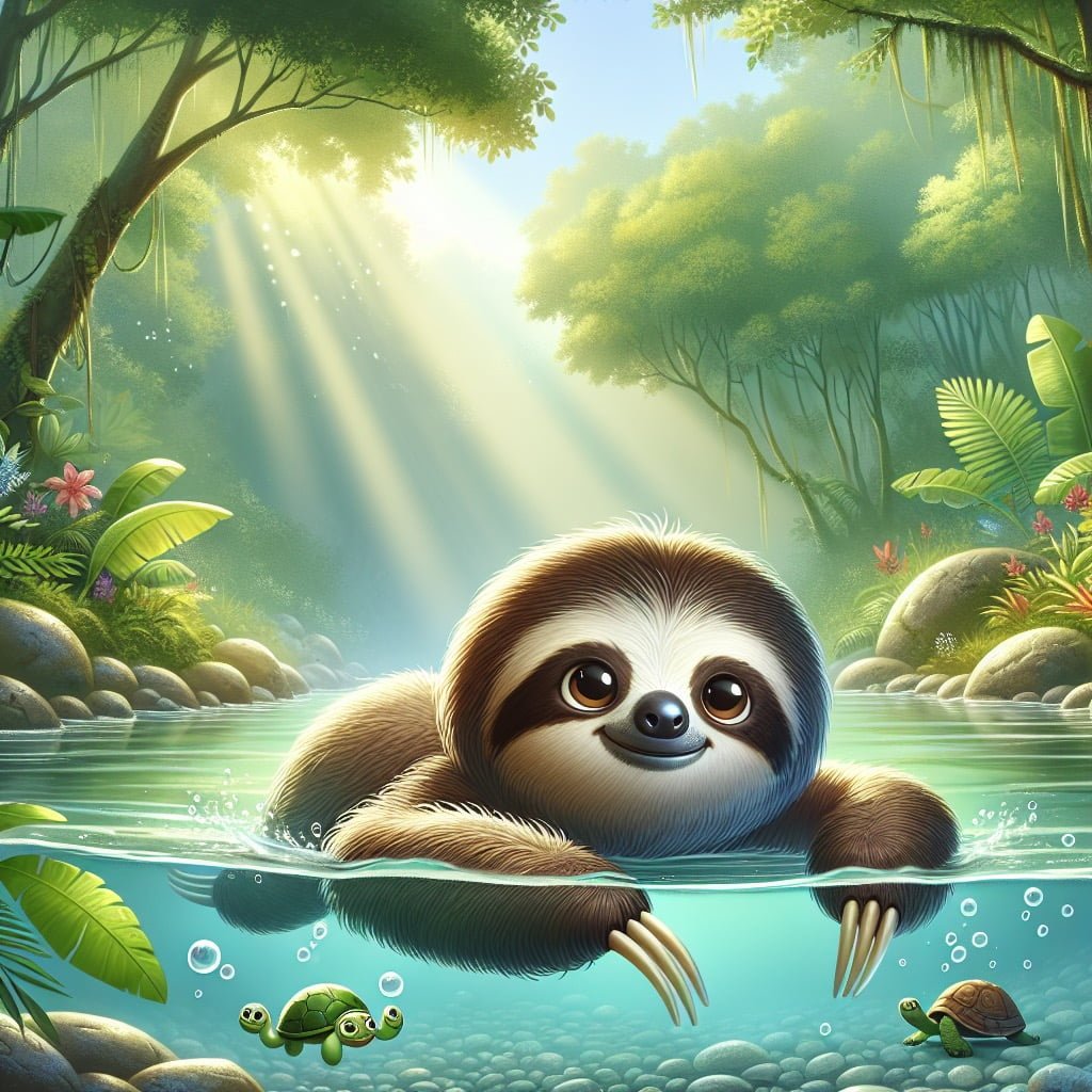 Fun fact for kids about sloths swimming