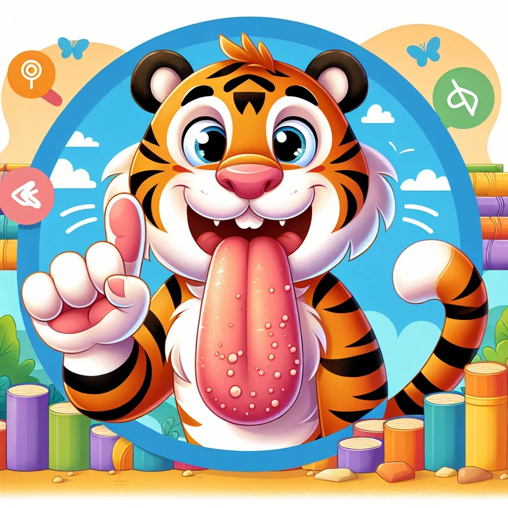 Fun fact for kids about tiger's rough tongue