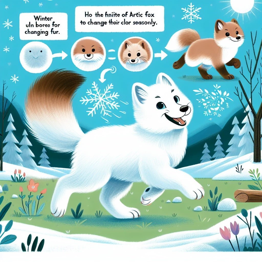 Fun fact for kids about an Arctic fox changing colors