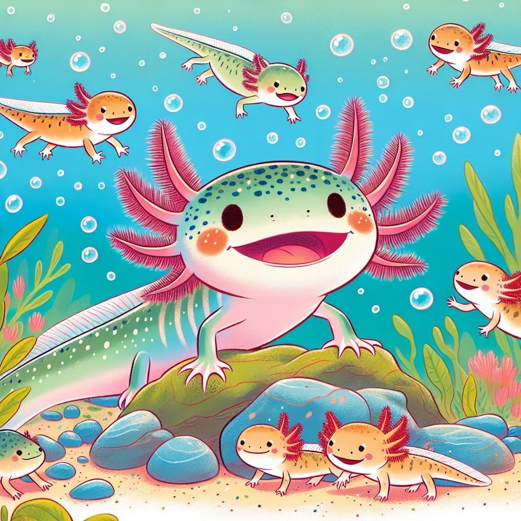 Fun fact for kids about axolotl retaining its juvenile form