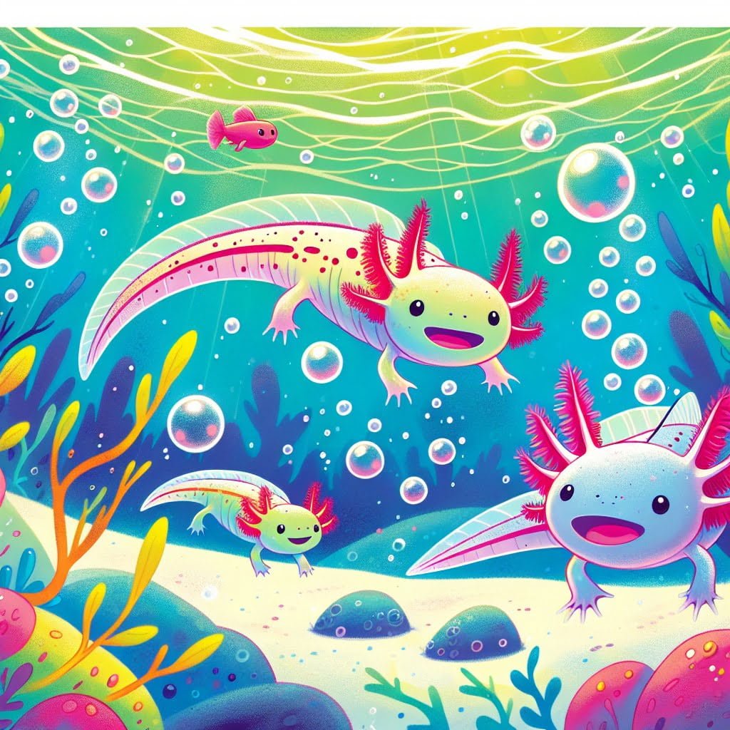Fun fact for kids about axolotl breathing through its skin