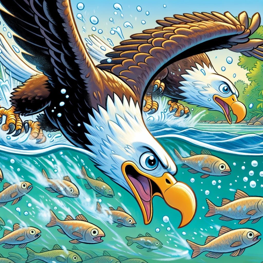 Fun fact for kids about a swimming bald eagle