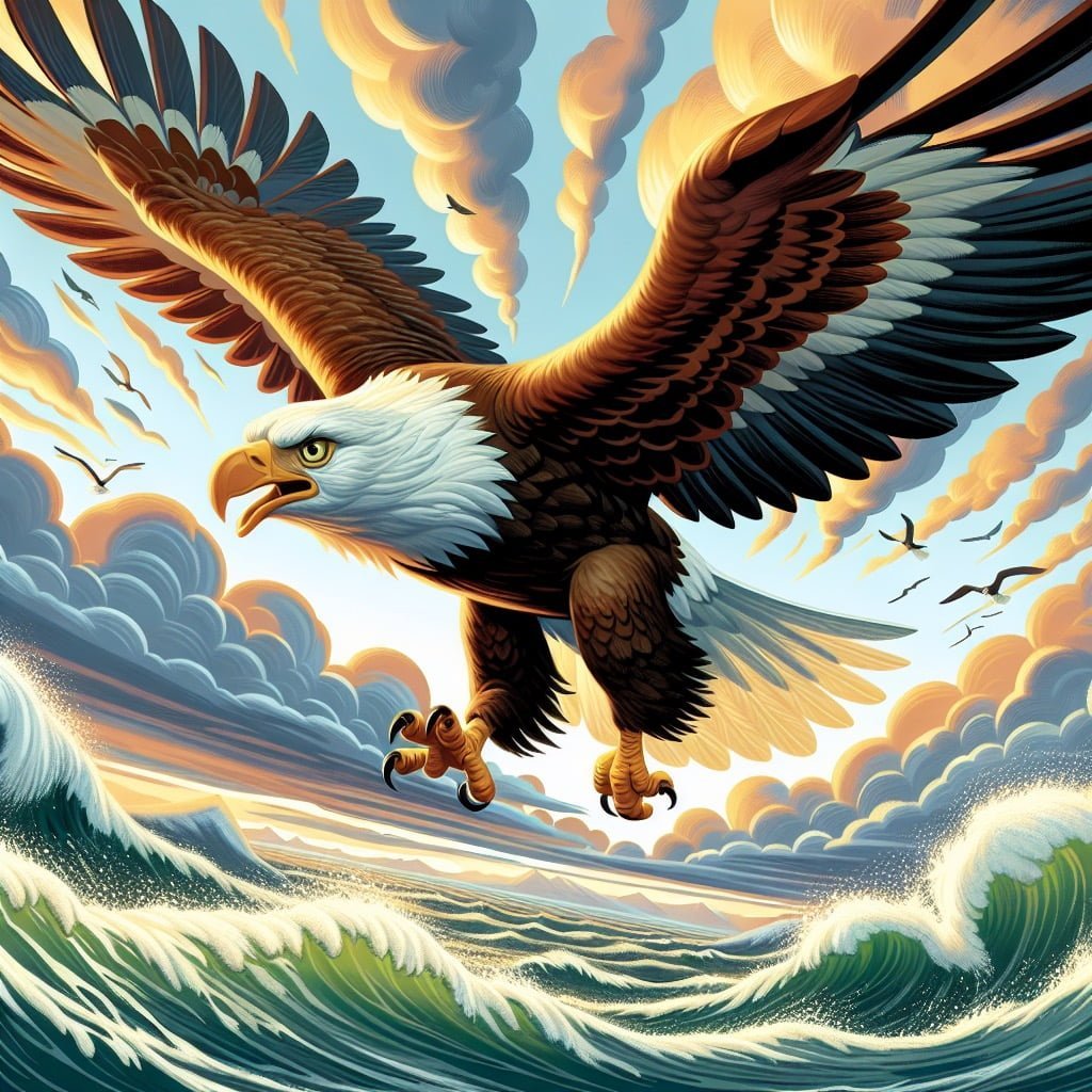 Fun fact for kids about a soaring bald eagle