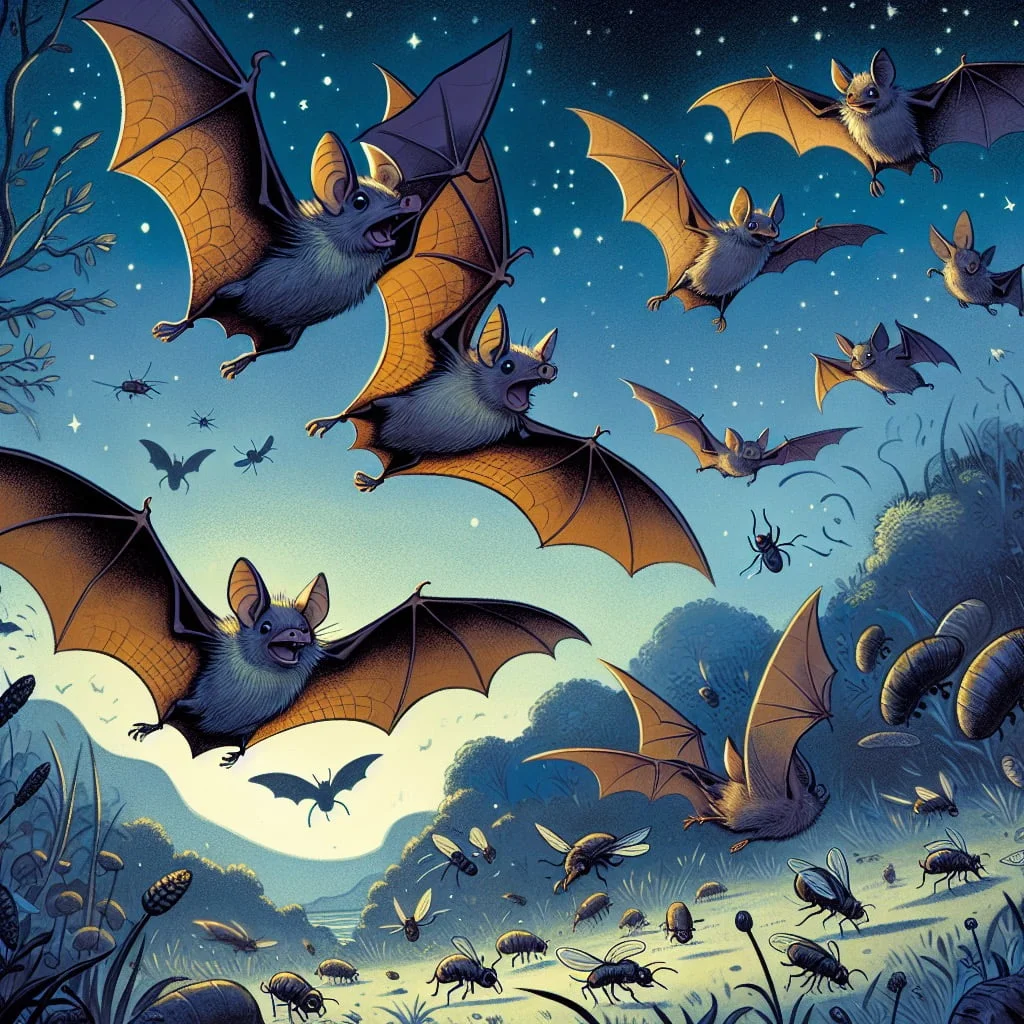 Fun fact for kids about a bat eating an insect