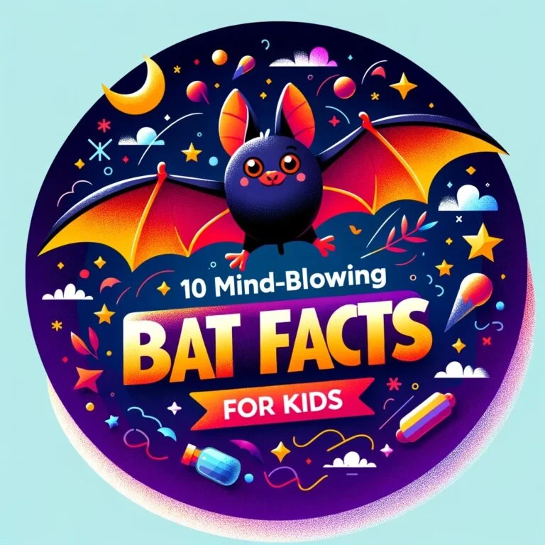 Main image for the post with 10 Mind-blowing Bat Facts For Kids depicting Bat in a colorful and attractive way for kids.