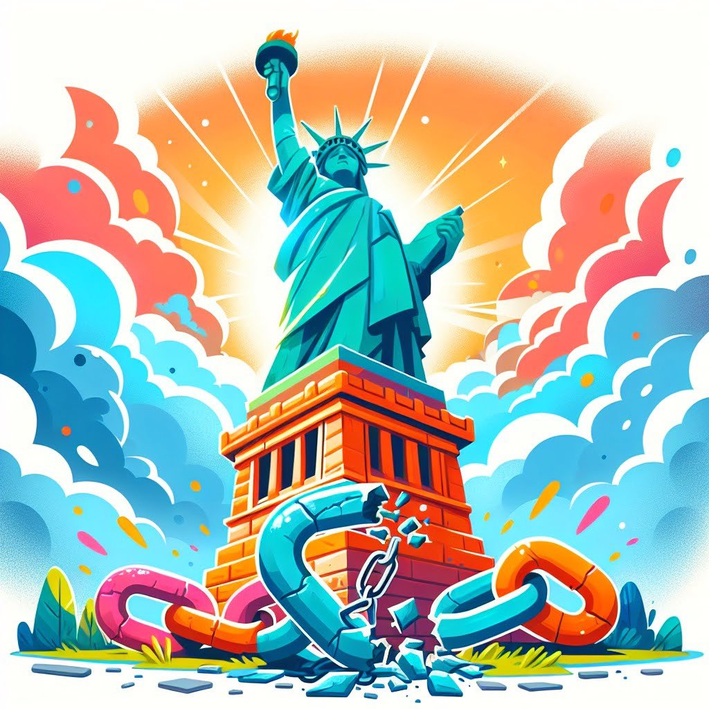Fun fact for kids about broken chain at statue of liberty's feet