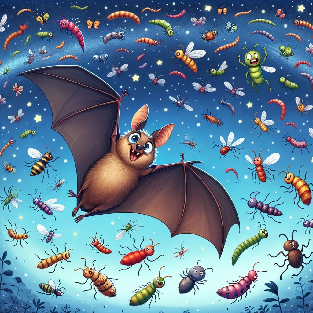 Fun fact for kids about a brown bat eating insects