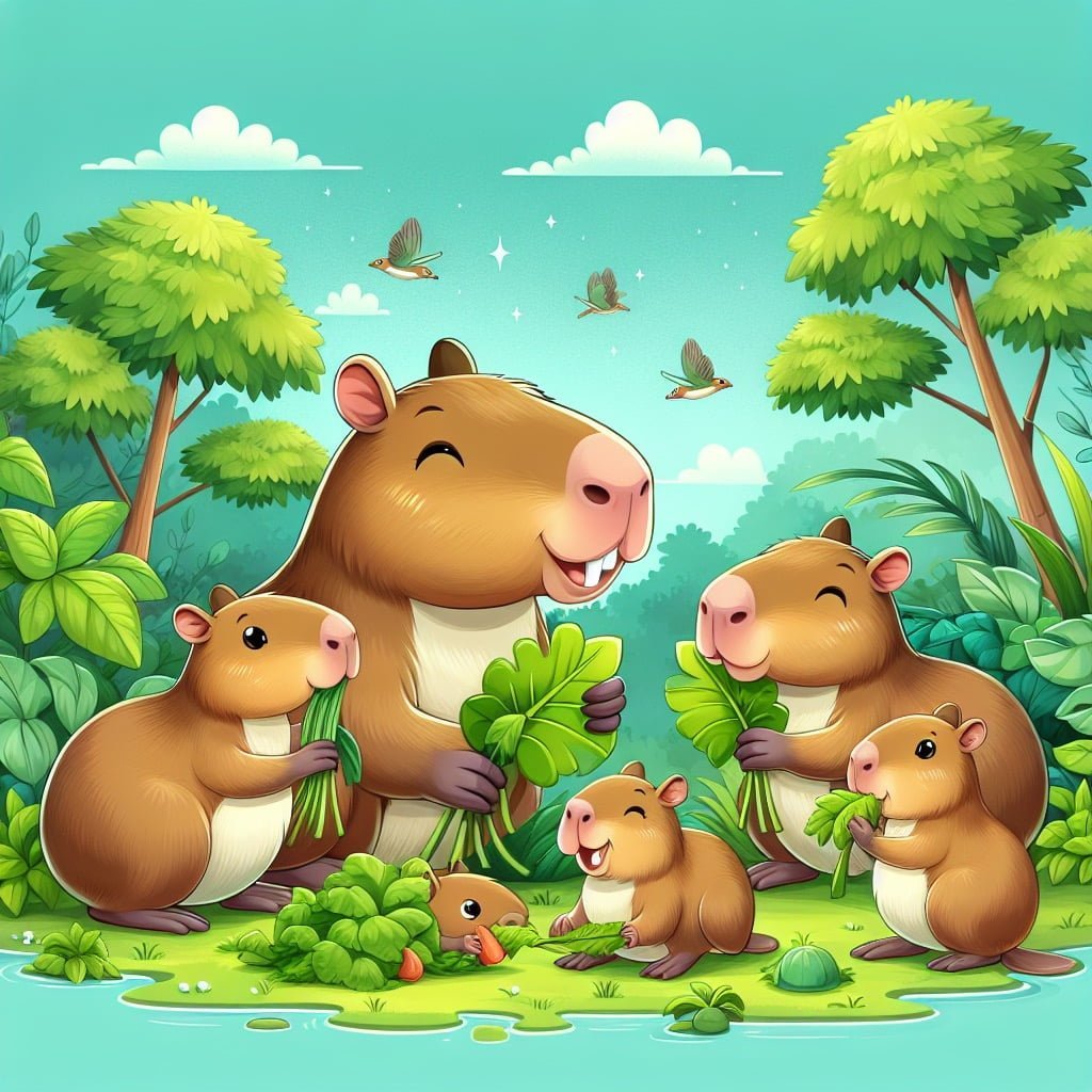 Fun fact for kids about capybaras eating plants