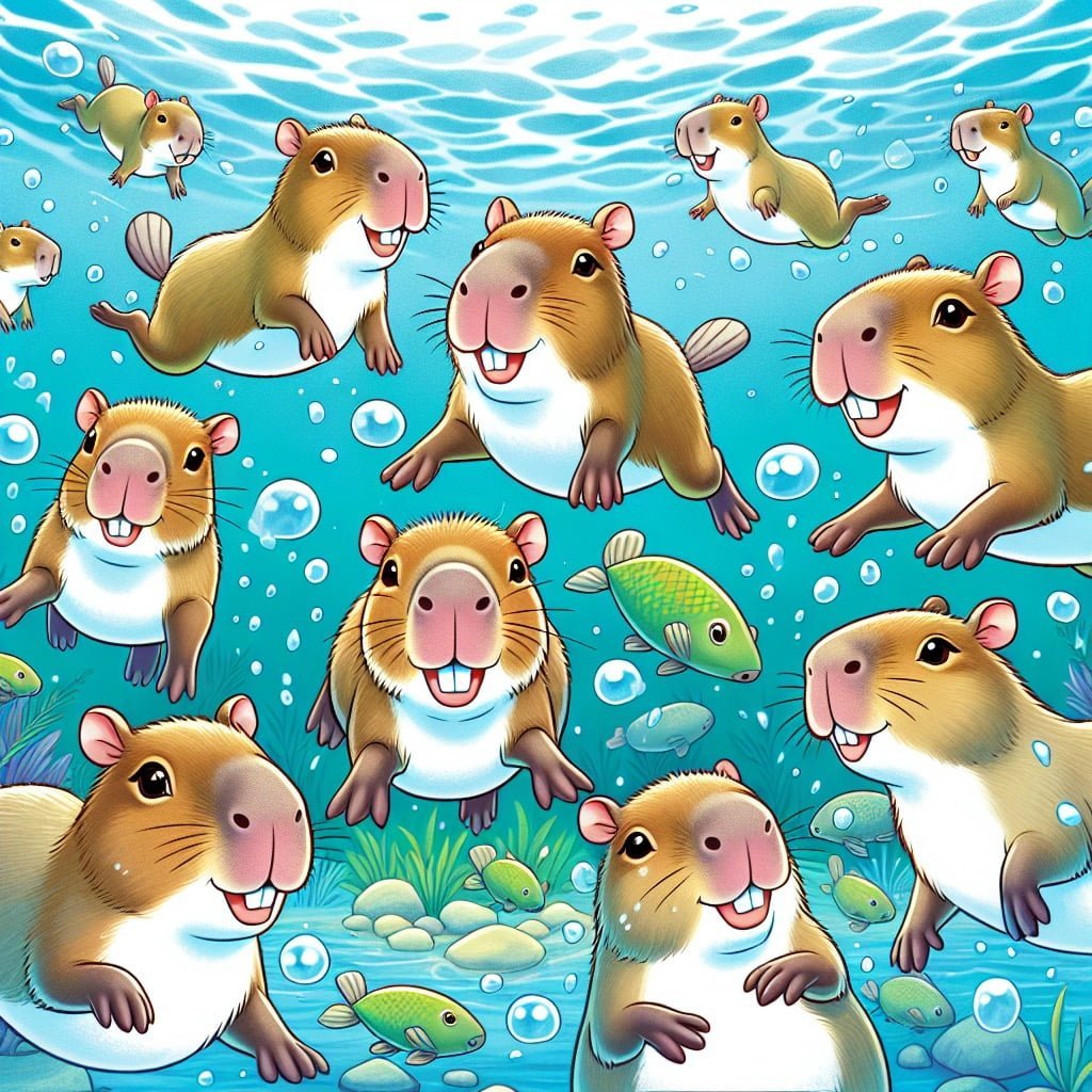 Fun fact for kids about capybaras swimming