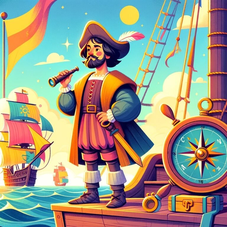 Main image for the post with 10 Amazing Christopher Columbus Facts For Kids depicting Christopher Columbus in a colorful and attractive way for kids.