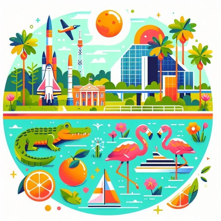 Main image for the post with 10 Cool Florida Facts For Kids depicting Florida in a colorful and attractive way for kids.