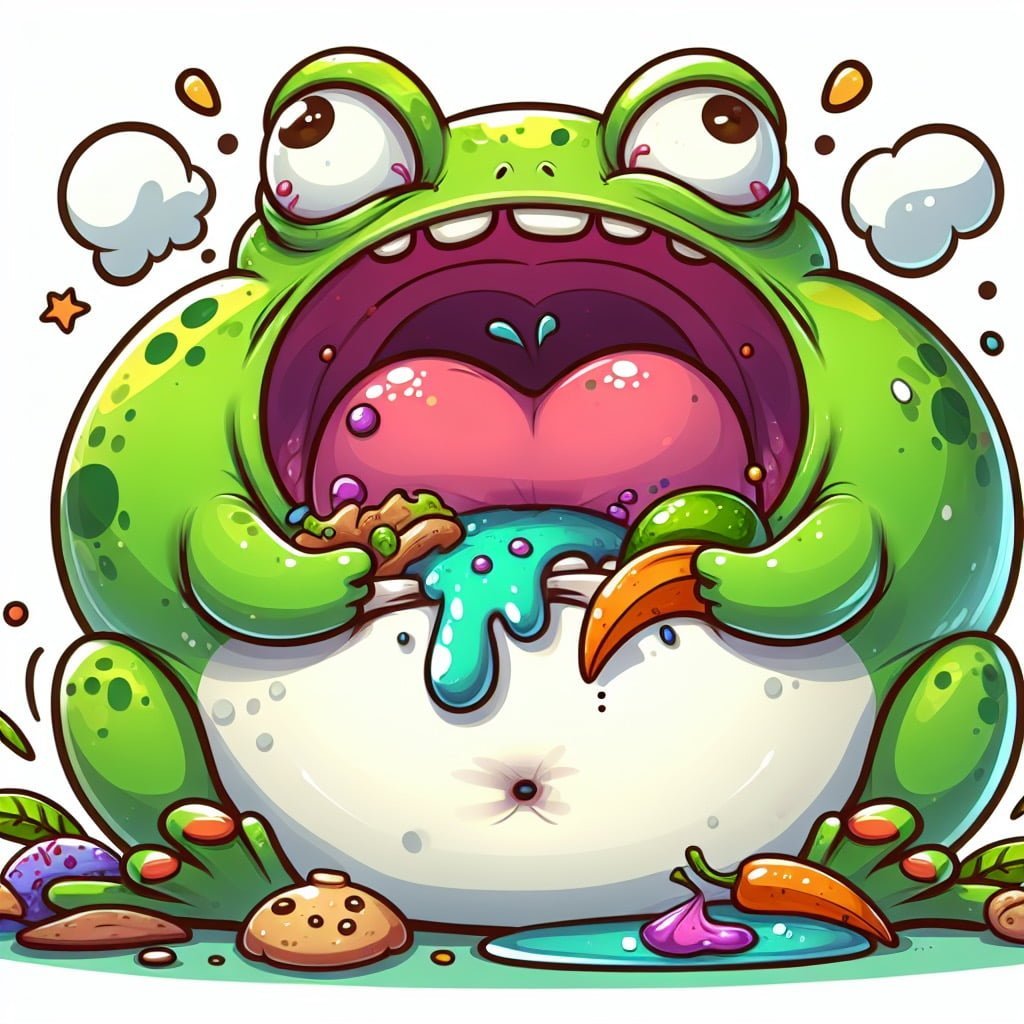Fun fact for kids about a frog swallowing its food
