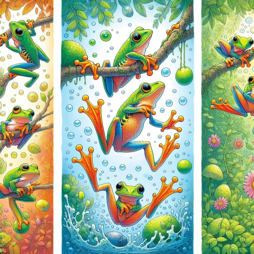 Fun fact for kids about a frog's sticky toe pads