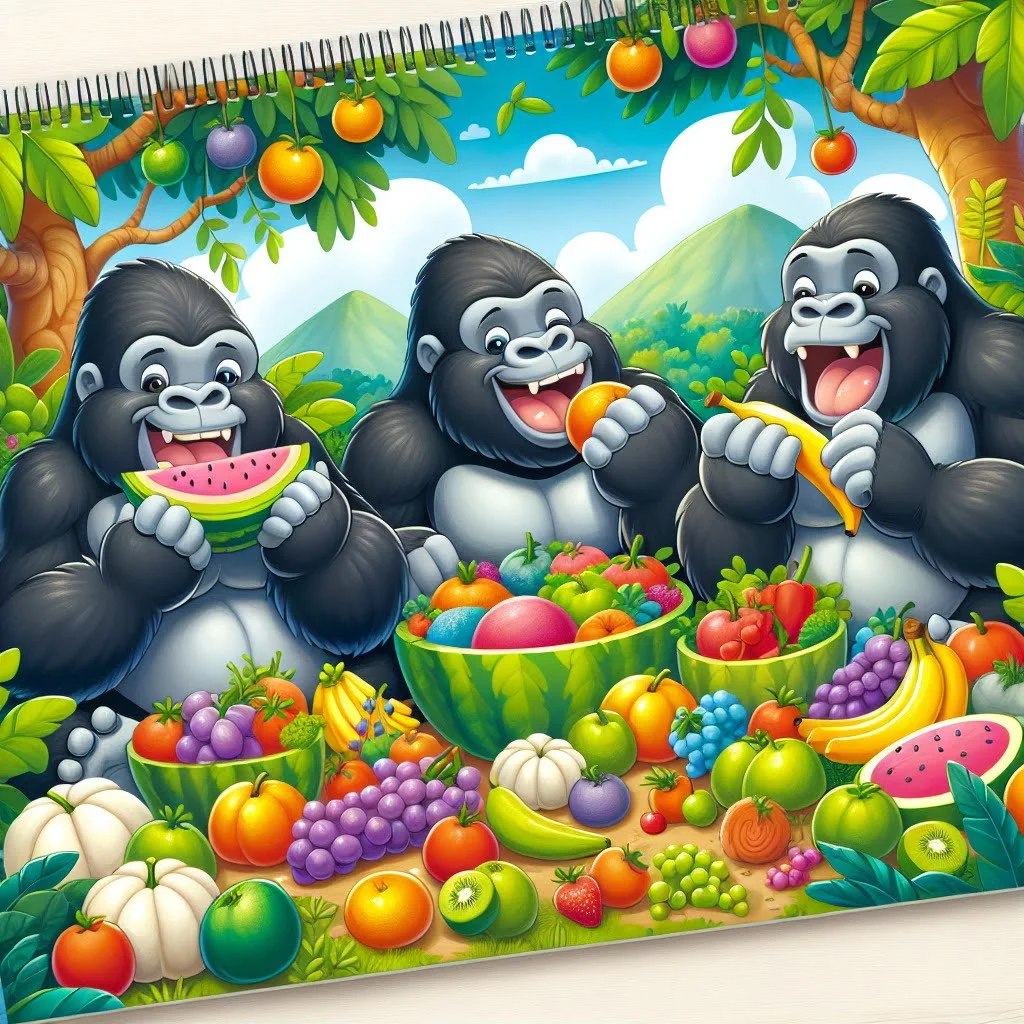 Fun fact for kids about a gorilla eating plants