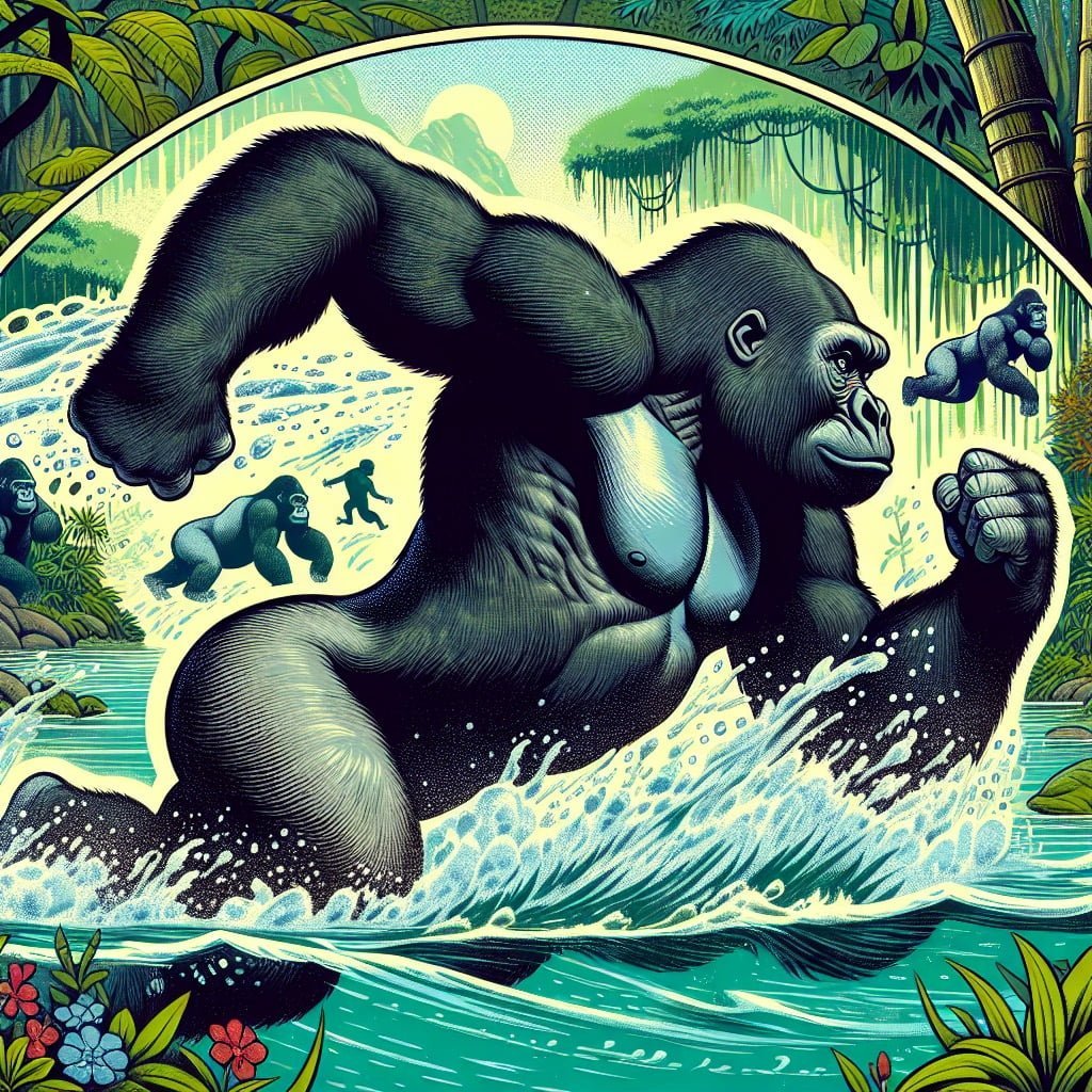 Fun fact for kids about a swimming gorilla