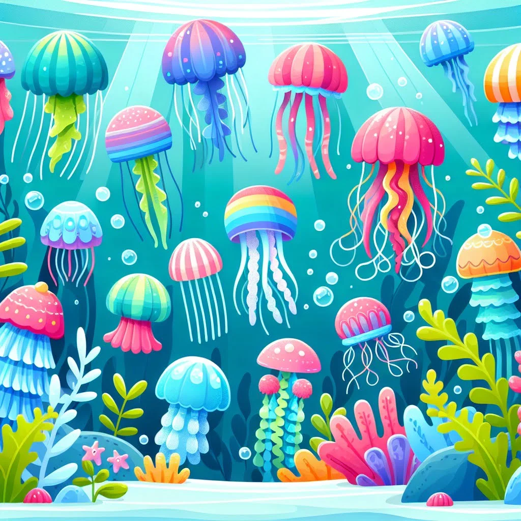 Main image for the post with 10 Amazing Jellyfish Facts For Kids depicting Jellyfish in a colorful and attractive way for kids.