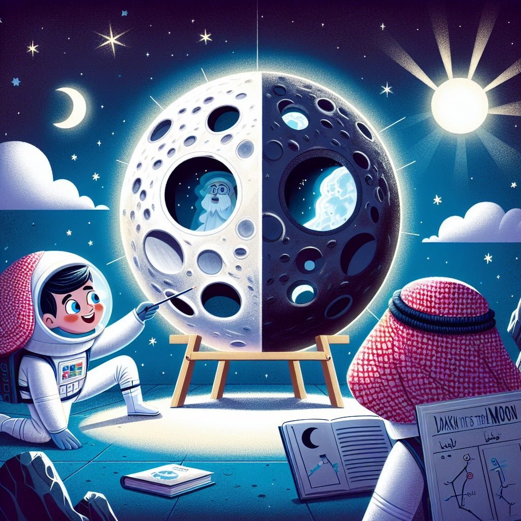 Fun fact for kids about Moon's dark and light spots