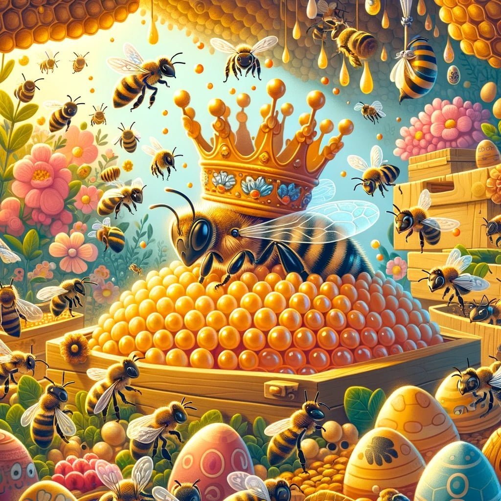 Fun fact for kids about a queen bee laying eggs