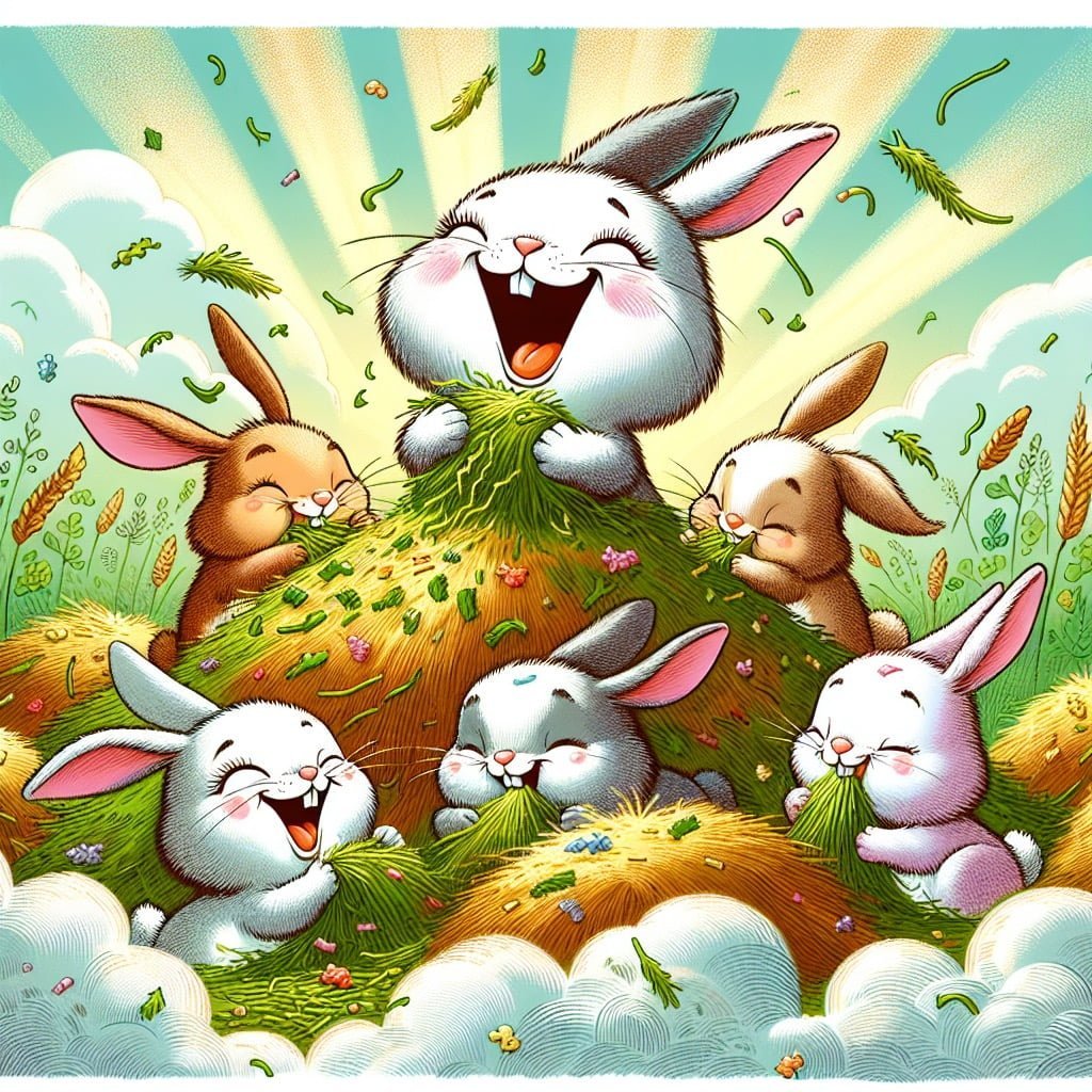 Fun fact for kids about rabbit eating hay