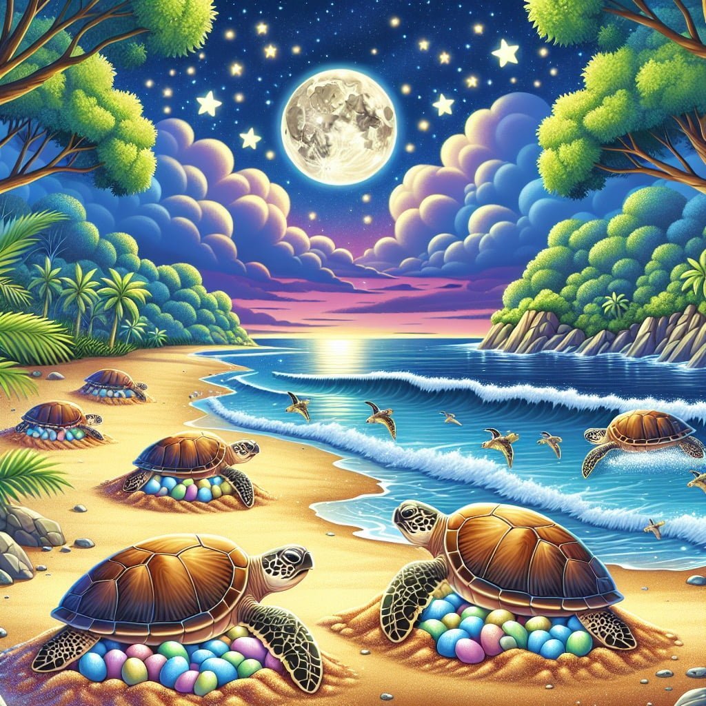 Fun fact for kids about a sea turtle nesting on the beach