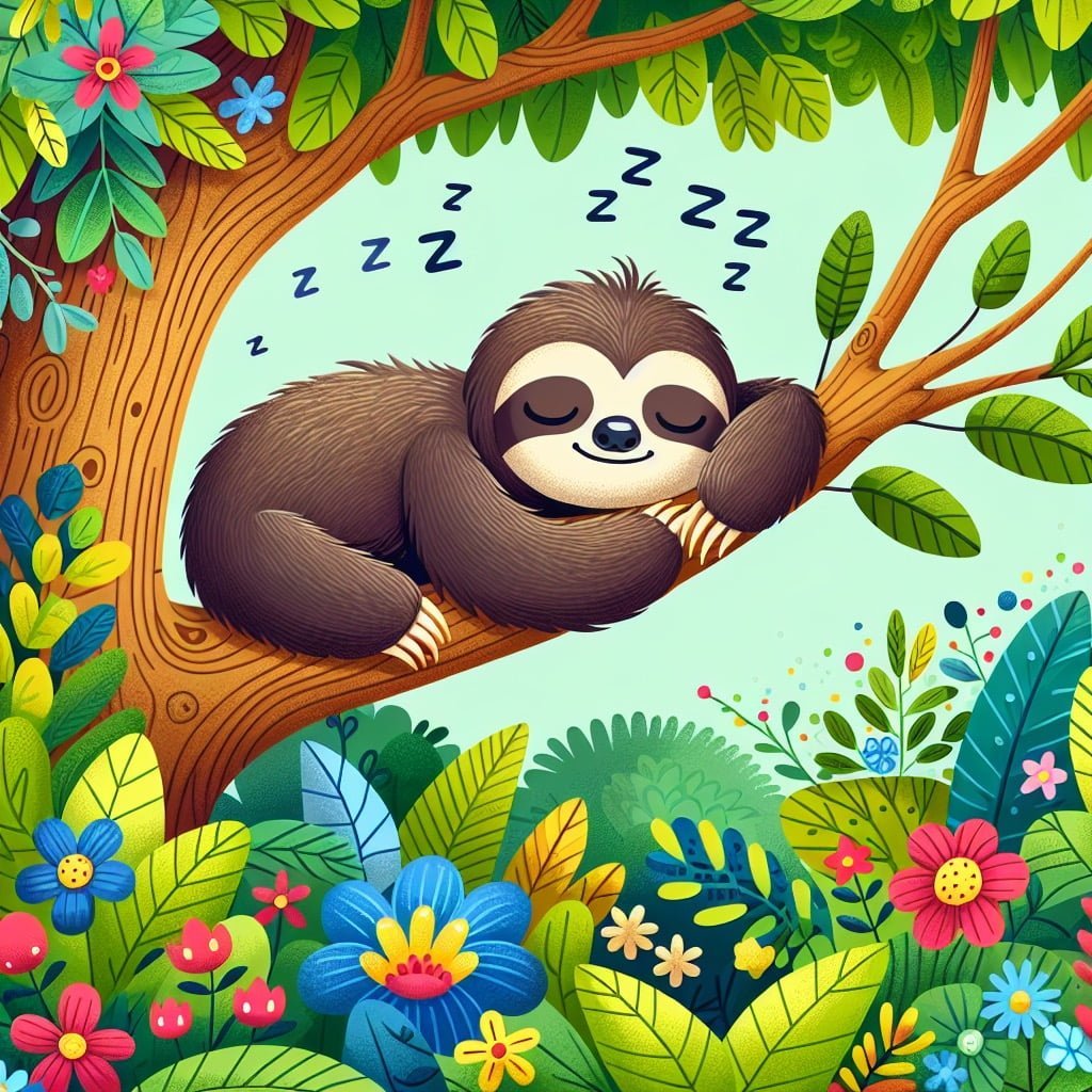 Fun fact for kids about a sleeping sloth