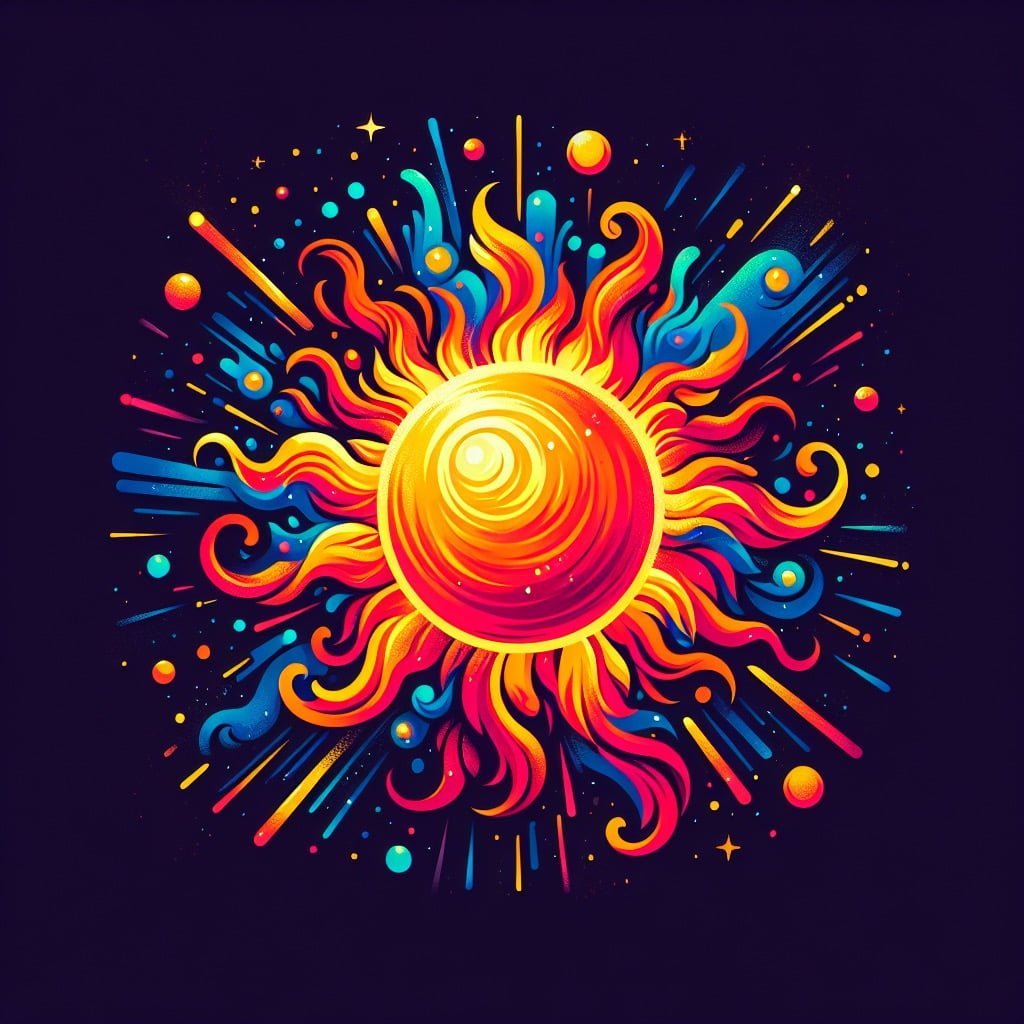 Main image for the post with 10 Awesome Sun Facts For Kids depicting Sun in a colorful and attractive way for kids.