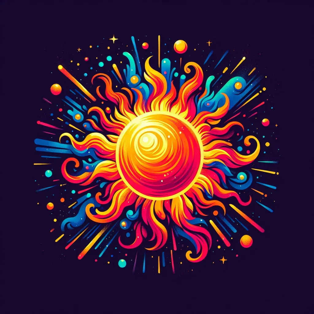 Main image for the post with 10 Awesome Sun Facts For Kids depicting Sun in a colorful and attractive way for kids.