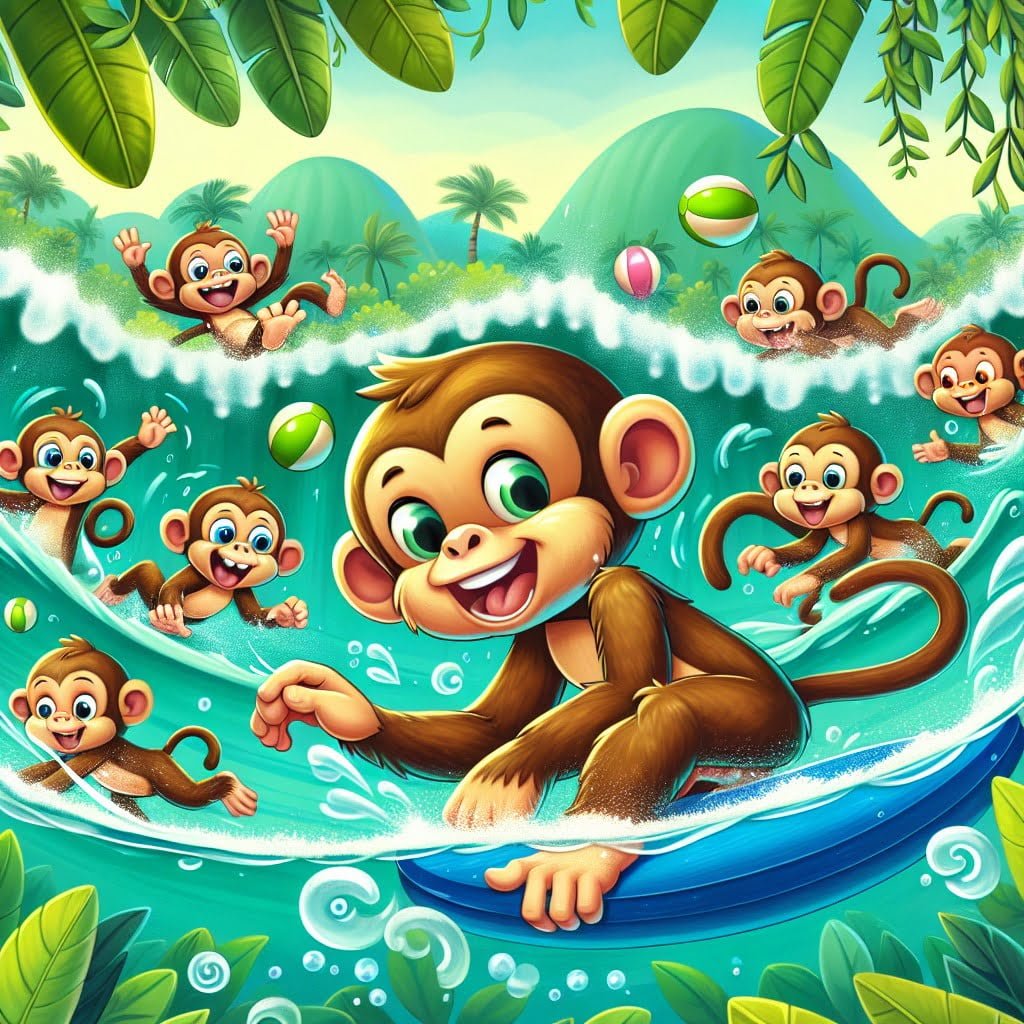 Fun fact for kids about a swimming monkey