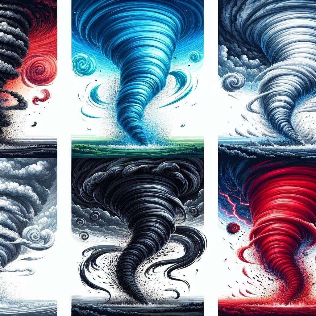 Fun fact for kids about tornado colors in grey, black, and red