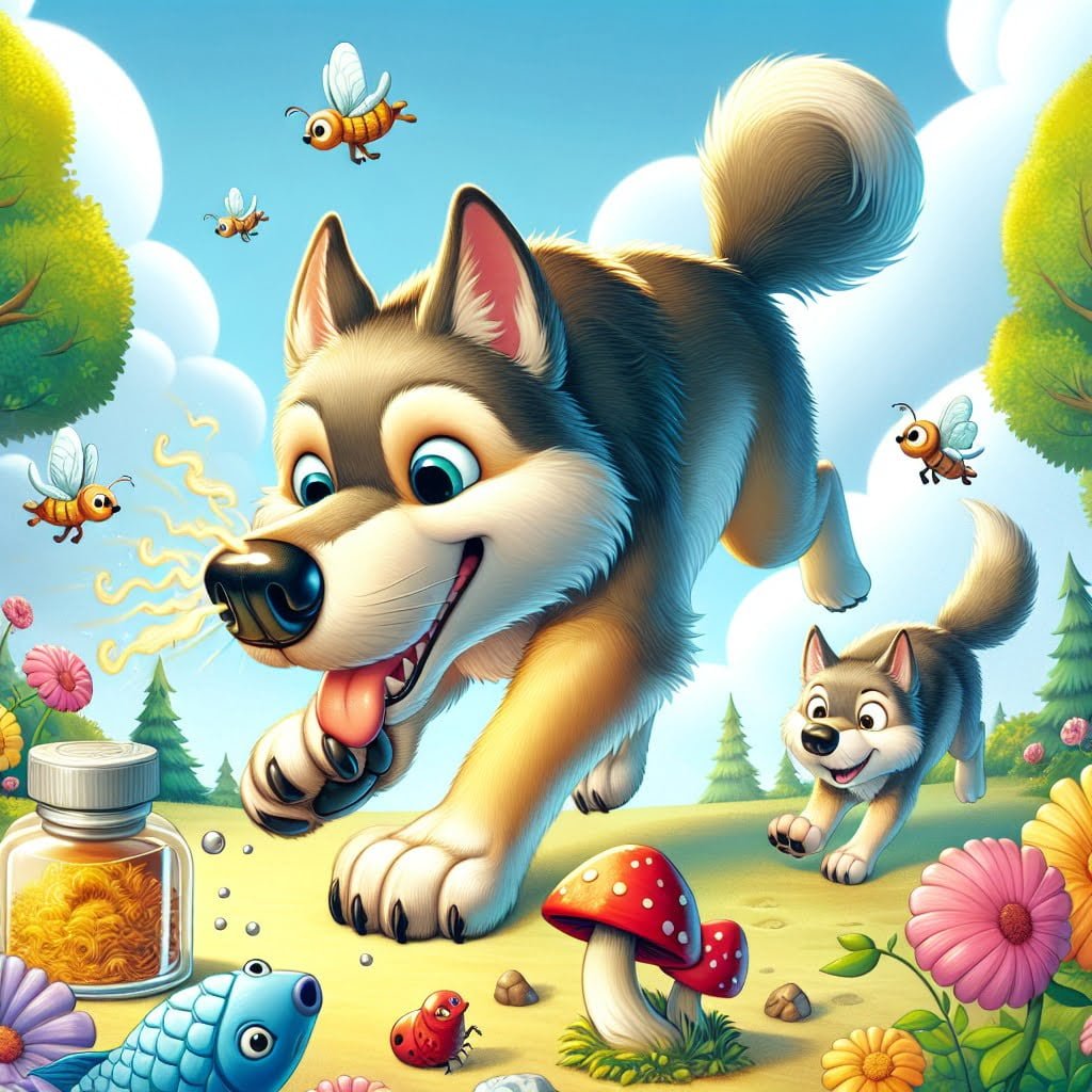 Fun fact for kids about a wolf's sense of smell