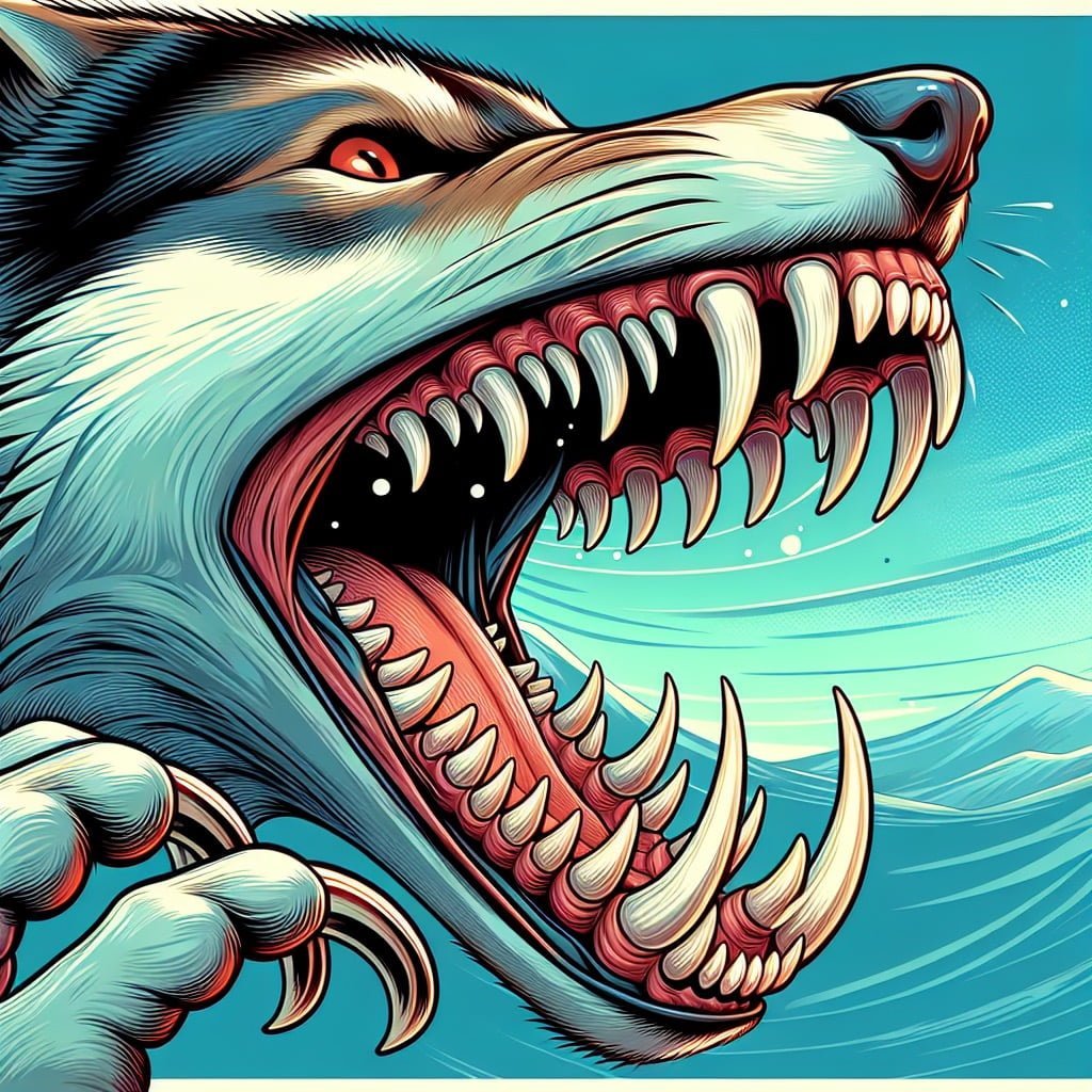 Fun fact for kids about a wolf's sharp teeth