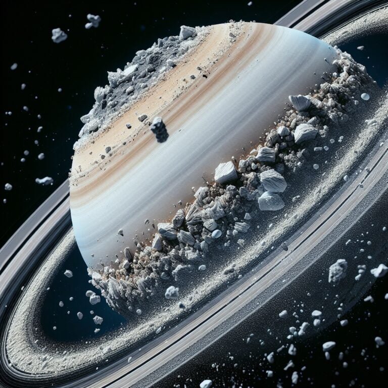 Close-up image of the rings of Saturn