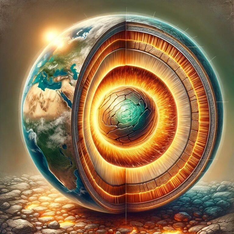 Cutaway illustration of the Earth's layers showing the solid inner core