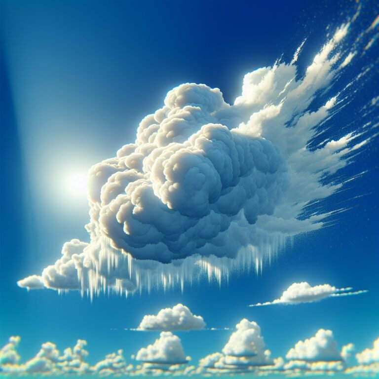 Fluffy white clouds floating against a bright blue sky