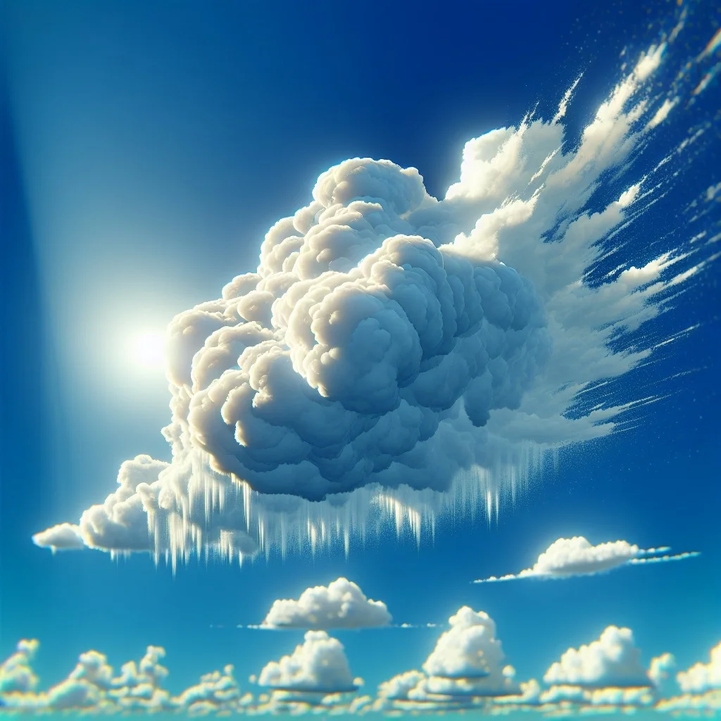 Fluffy white clouds floating against a bright blue sky