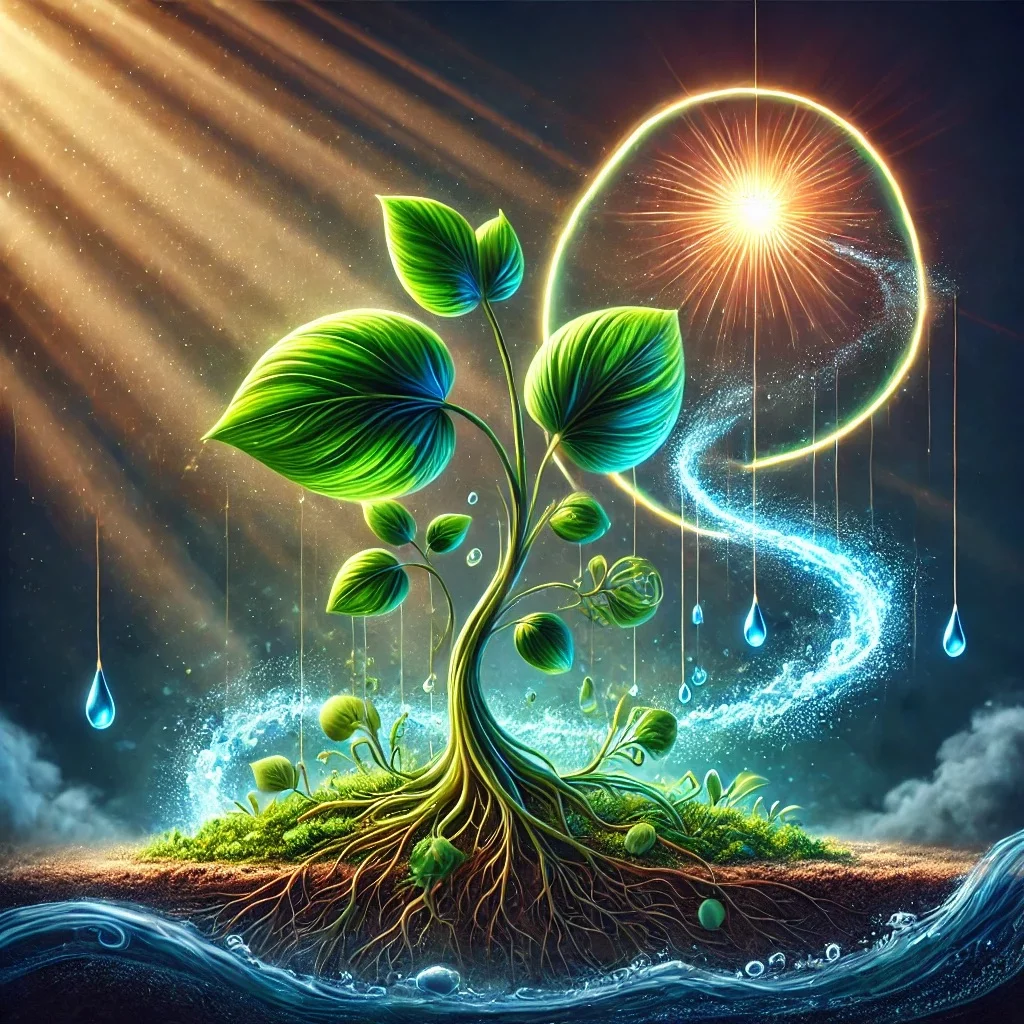Illustration of the photosynthesis process in plants