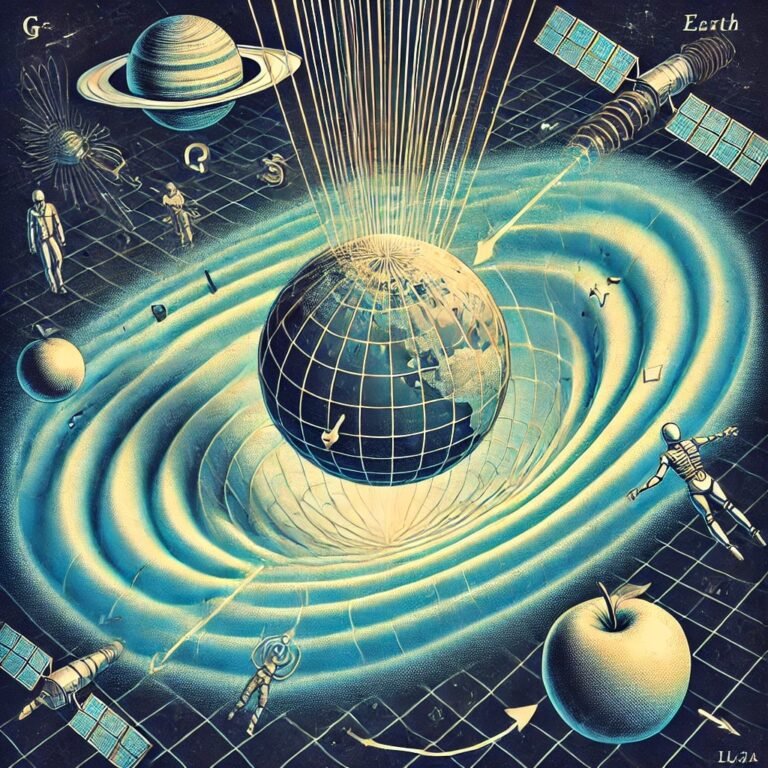 Illustration of gravity as a force pulling two objects toward each other